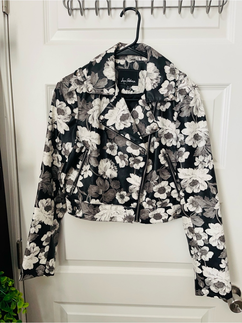 Sam Edelman|  Vtg. Floral Faux Moto Jacket - Black & White